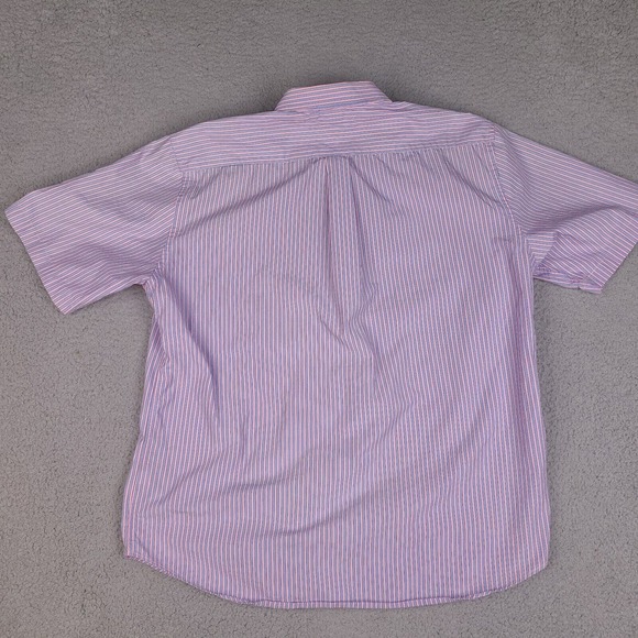 Tommy Hilfiger‎ Shirt Men's XL Pink Blue Short Sleeve Button Up Striped Trim Fit - Picture 8 of 14